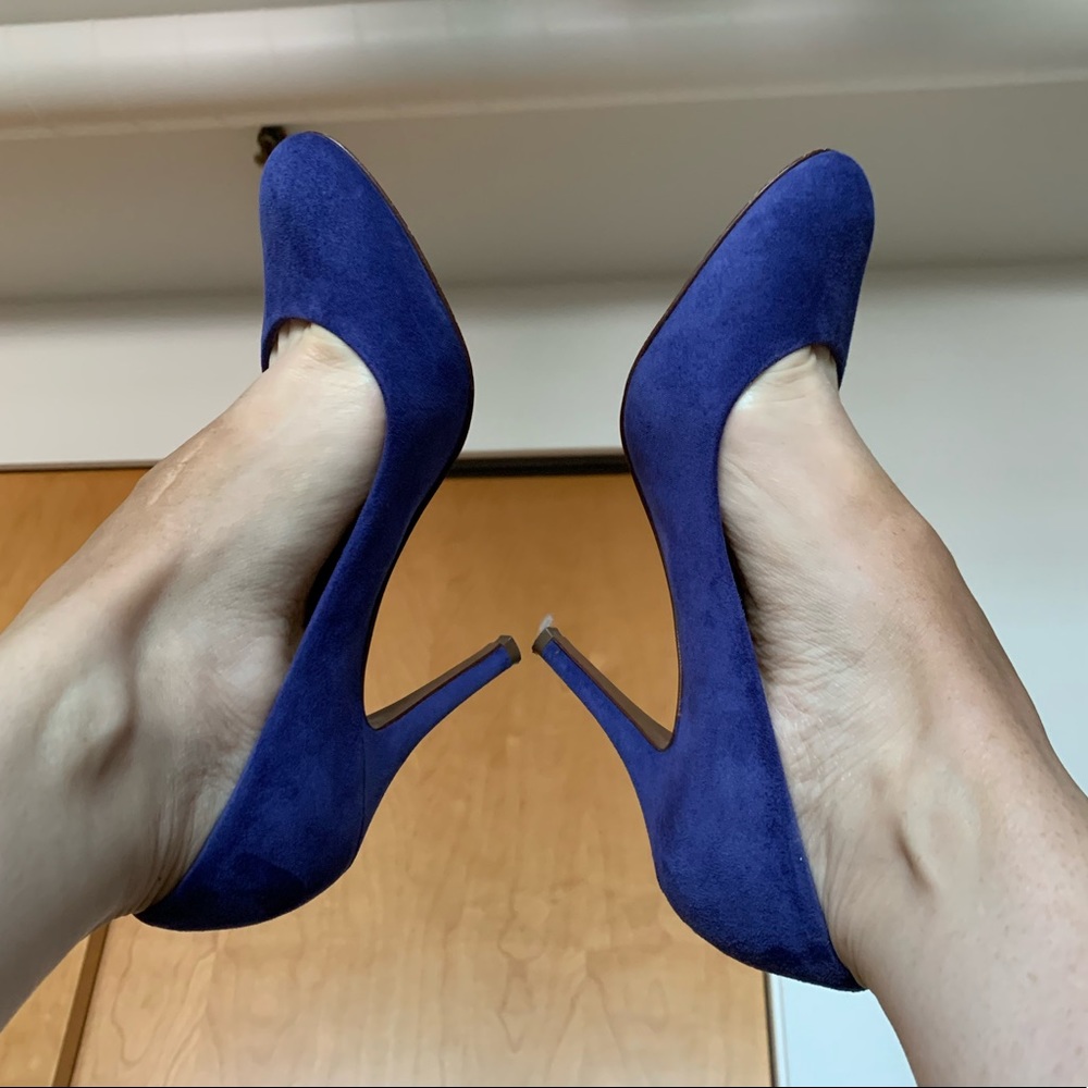 J. Crew Iris Blue Leather Suede Pump Stiletto Heel